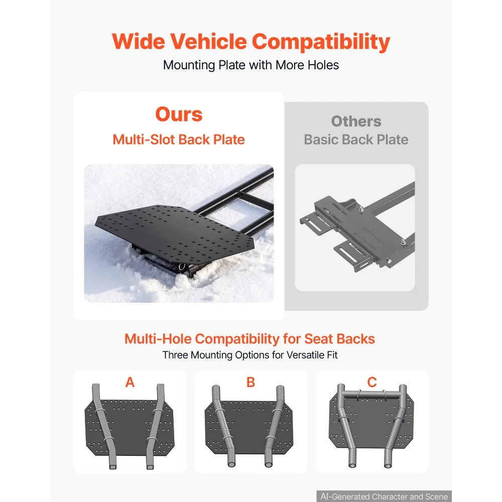 VEVOR Snow Plow Kit 43 in/72 in Width Adjustable Universal Plow Attachment, for Most ATVs and UTVs, Height & Left-Right Adjustable, 3 Mount Options, Steel ATV Scrape Blade, Efficient Snows Clearing
