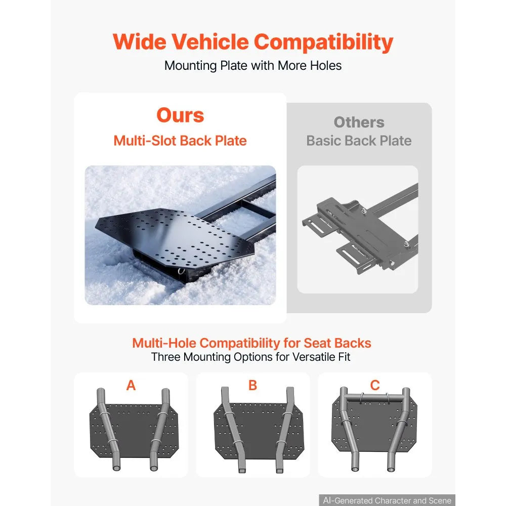 VEVOR Snow Plow Kit 43 in/60 in Width Adjustable Plow Attachment Side Wings, for Most ATVs & UTVs, Height & Left-Right Adjustable, 3 Mount Options, Universal Steel ATV Scrape Blade, Efficient Clearing
