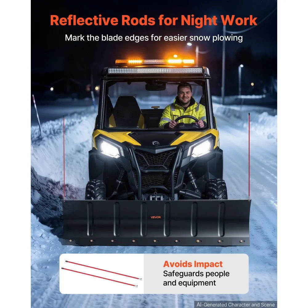 VEVOR Snow Plow Kit 60 in Universal Plow Attachment 3 Mount Options Black, for Most ATVs and UTVs, Height & Left-Right Adjustable, Quick to Detach, Steel ATV Scrape Blade, Efficient Snows Clearing