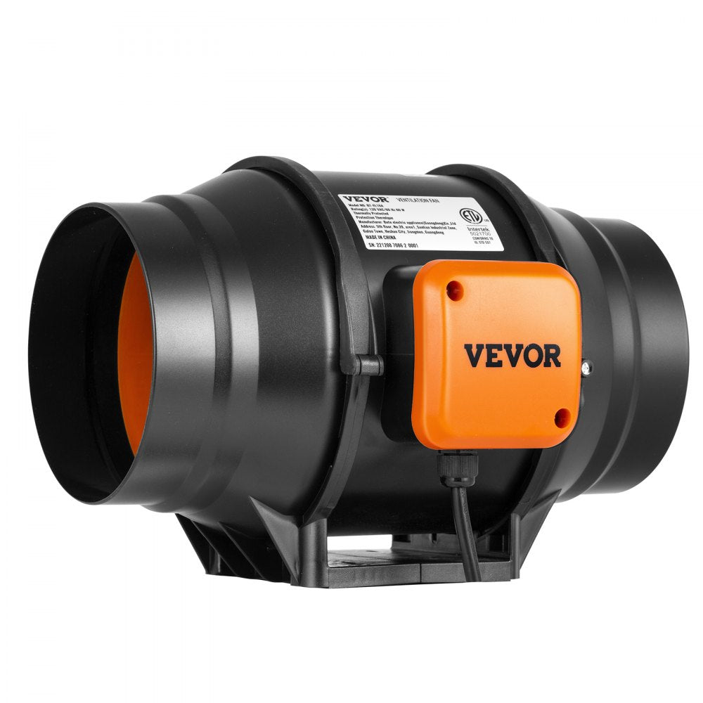 VEVOR Inline Duct Fan, 6-Inch 400 CFM with Variable Speed Controller, Quiet AC-motor Ventilation Exhaust Fan for Cooling Booster, Grow Tents, Hydroponics