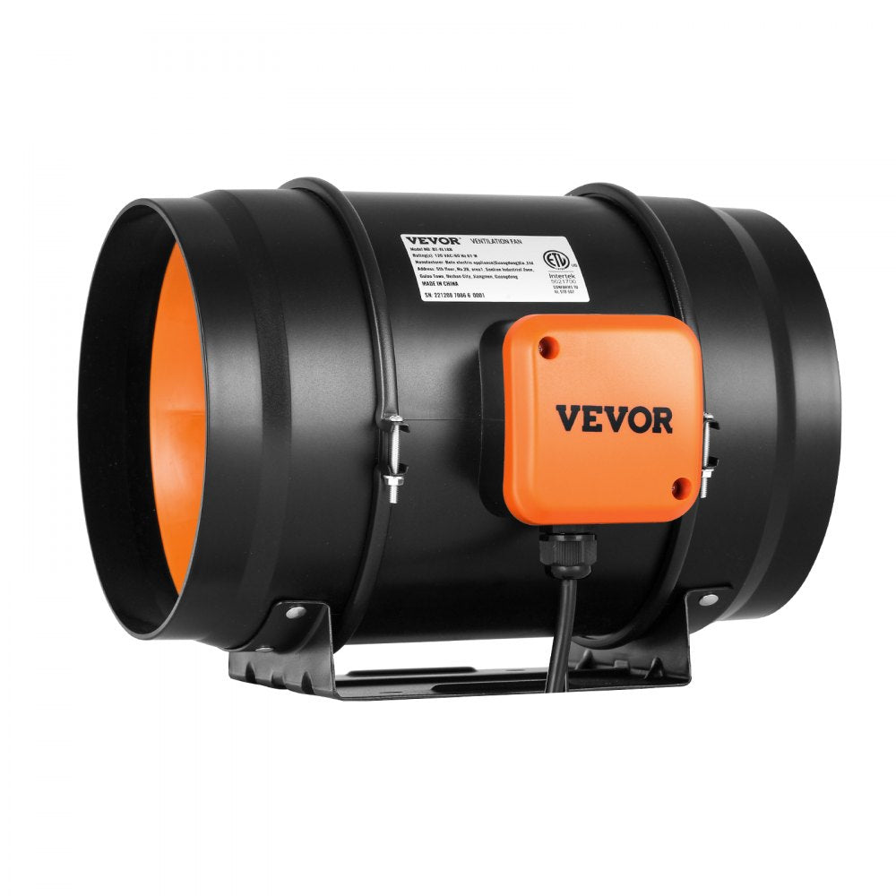 VEVOR Inline Duct Fan, 8-Inch 750 CFM with Variable Speed Controller, Quiet AC-motor Ventilation Exhaust Fan for Cooling Booster, Grow Tents, Hydroponics