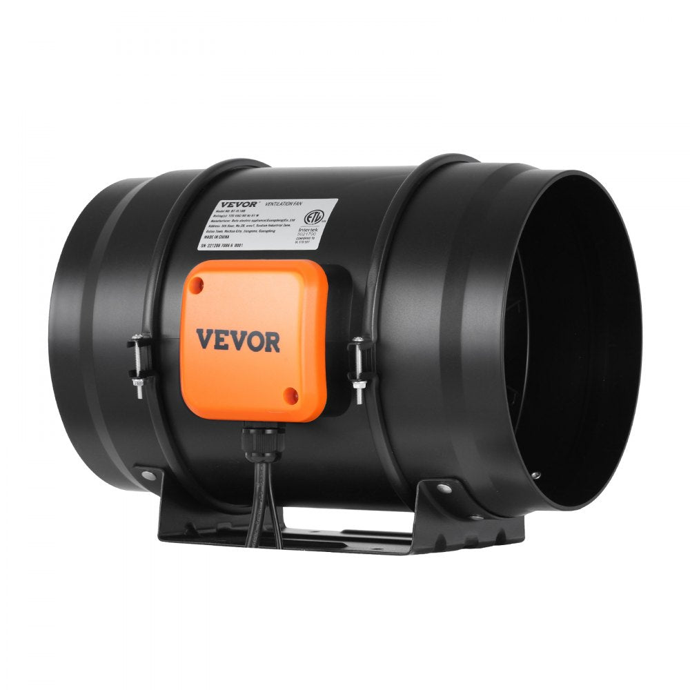 VEVOR Inline Duct Fan, 8-Inch 750 CFM with Variable Speed Controller, Quiet AC-motor Ventilation Exhaust Fan for Cooling Booster, Grow Tents, Hydroponics