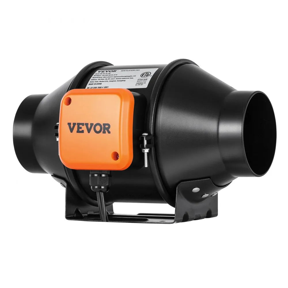 VEVOR Inline Duct Fan, 4-Inch 205 CFM Quiet EC-motor Ventilation Exhaust Fan, with Temperature Humidity Controller for Cooling Booster, Grow Tents, Hydroponics