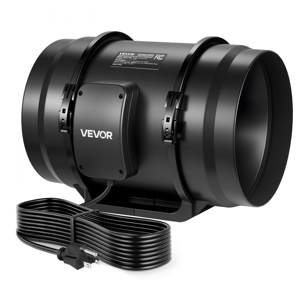 VEVOR 8" Inline Duct Fan, 720 CFM Ventilation Exhaust Fan Quiet AC Motor for Heating Cooling Booster, Grow Tents, Hydroponics