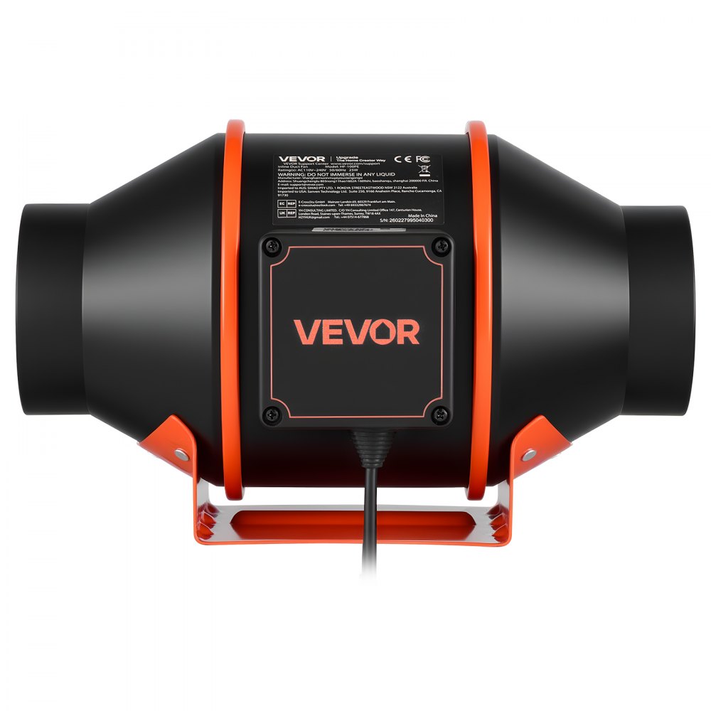 VEVOR Inline Duct Fan, 205 CFM 4 inch EC Motor Ventilation Fan with 3-Speed Circulation, 10-Speed PWM Controller, Timer-Controlled Operation, Cooling for Grow Tents, Indoor Gardening, Hydroponics
