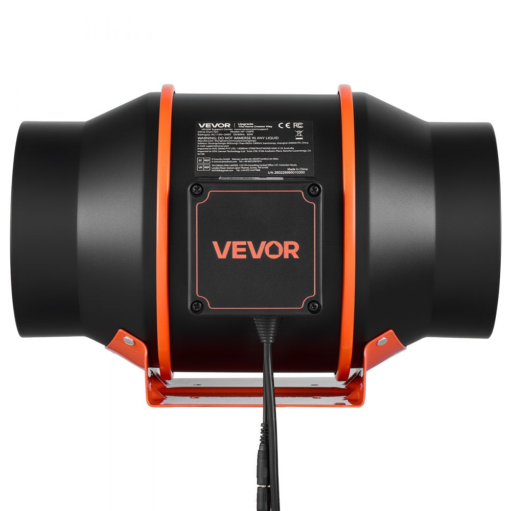 VEVOR Inline Duct Fan, 402 CFM 6 inch EC Motor Exhaust Ventilation Fan with 10-Speed, PWM Controller, App Control, Temperature Humidity Sensor, Cooling for Grow Tent, Indoor Gardening, Hydroponics