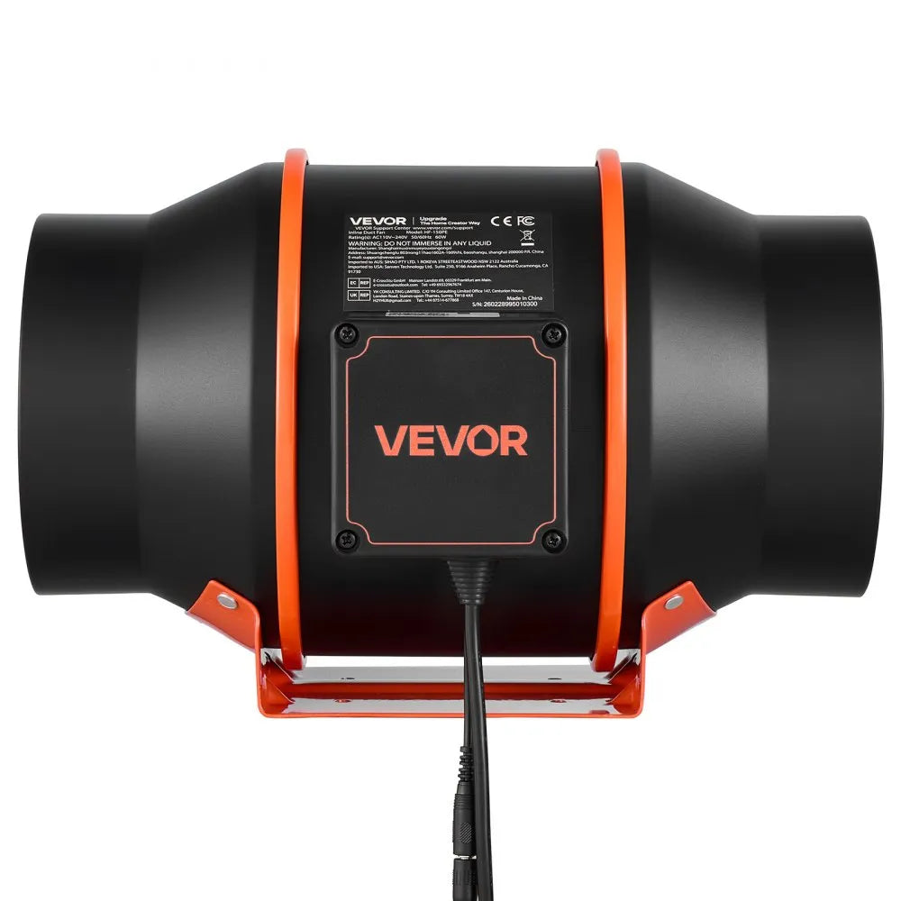 VEVOR Inline Duct Fan Kit with Carbon Filter, 402 CFM 6 inch EC Motor Ventilation Fan with 3-Speed Circulation, 10-Speed PWM Controller, Timer, Cooling for Grow Tents, Indoor Gardening, Hydroponics