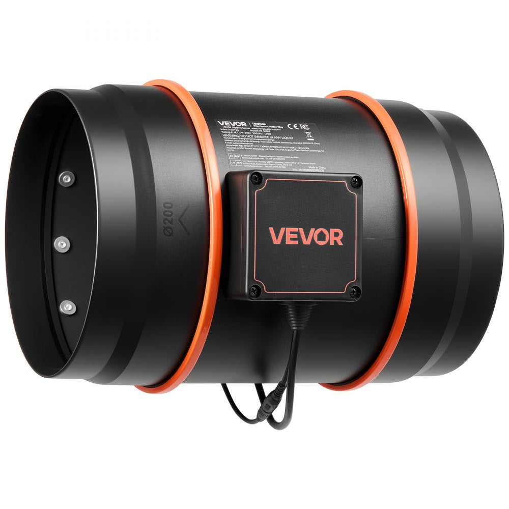 VEVOR Inline Duct Fan Kit Carbon Filter, 807 CFM 8 inch EC Motor Exhaust Ventilation Fan with 10-Speed, PWM Controller, App Control, Timer, Cooling for Grow Tent, Indoor Gardening, Hydroponics