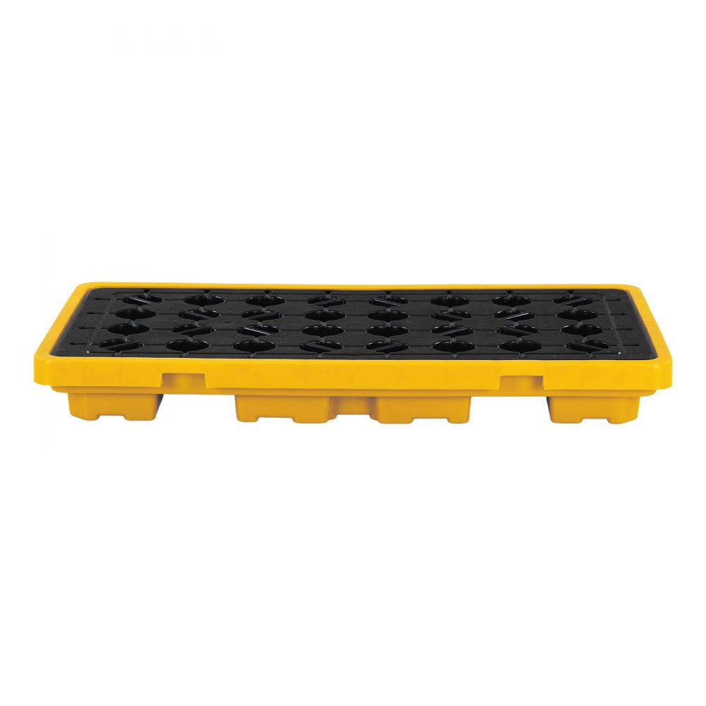 VEVOR Spill Containment Pallet, 2 Drum Low Profile Spill Containment Modular Platform, 21 Gallon Sump, 4409 lbs Load Capacity, Heavy-Duty Polyethylene Tray with Drain, 51.8" x 26.8" x 5.9", Yellow