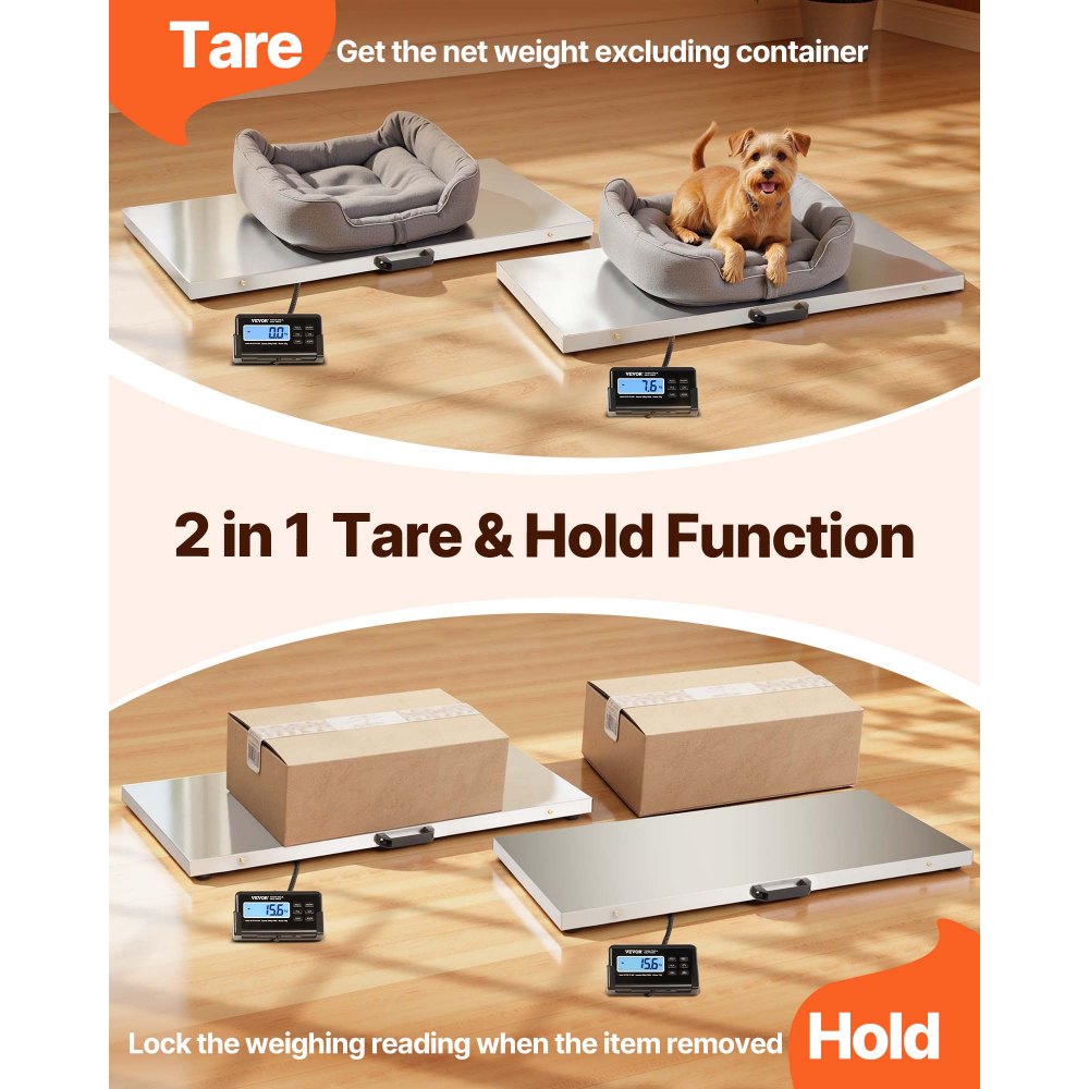VEVOR Livestock Scale 700LBS, Dog Scales Large Platform 40.6x20.9Inch Stainless Steel Vet Scale Industrial Floor Scale Large Animal Scale Pig Scale Goat Weight Scale Pet Digital Scale