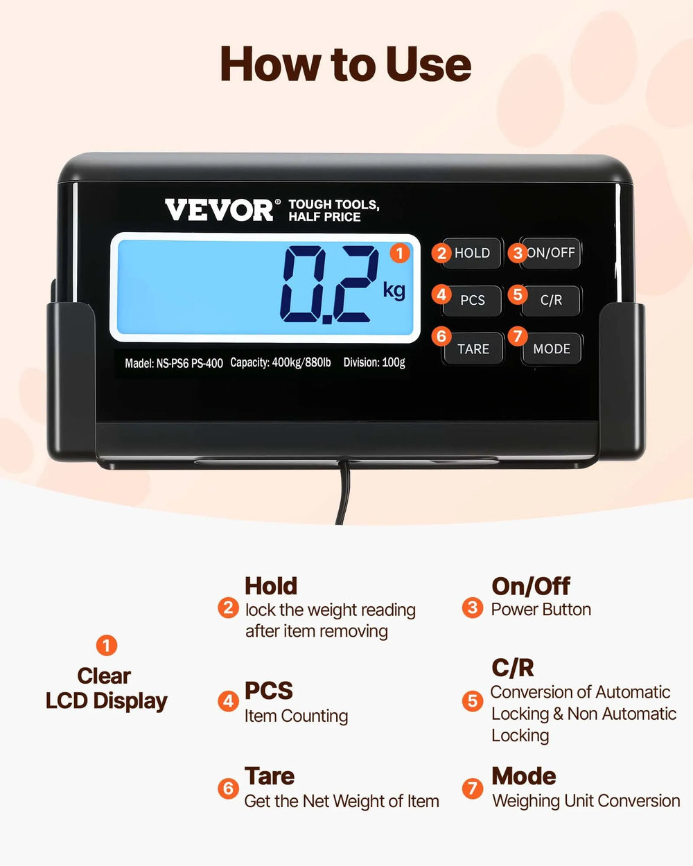 VEVOR Livestock Scale 700LBS, Dog Scales Large Platform 40.6x20.9Inch Stainless Steel Vet Scale Industrial Floor Scale Large Animal Scale Pig Scale Goat Weight Scale Pet Digital Scale