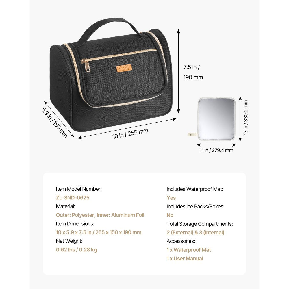 VEVOR Wearable Breast Pump Bag, Breast Feeding Bag with Waterproof Mat, Fits for M5/M6, Pumping Accessories & Breastmilk Storage, Portable Pump Carrying Case for Work, Travel & Family Use, Black