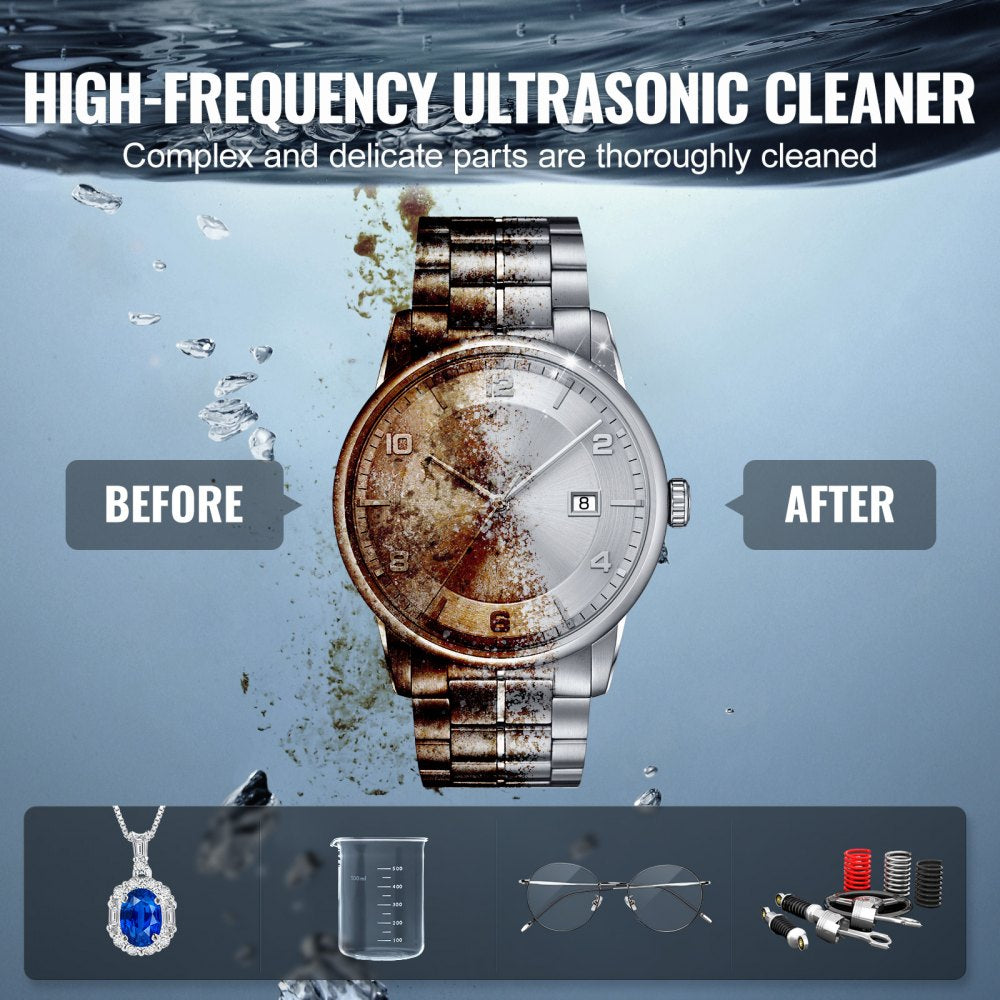 VEVOR 15L Ultrasonic Cleaner with Heater Timer & Basket, Professional Digital Sonic Cavitation Machine, 360W Cleaning Machine for Lab Tools, Metal Parts, Carburetor, Brass, Auto Parts, Engine Parts