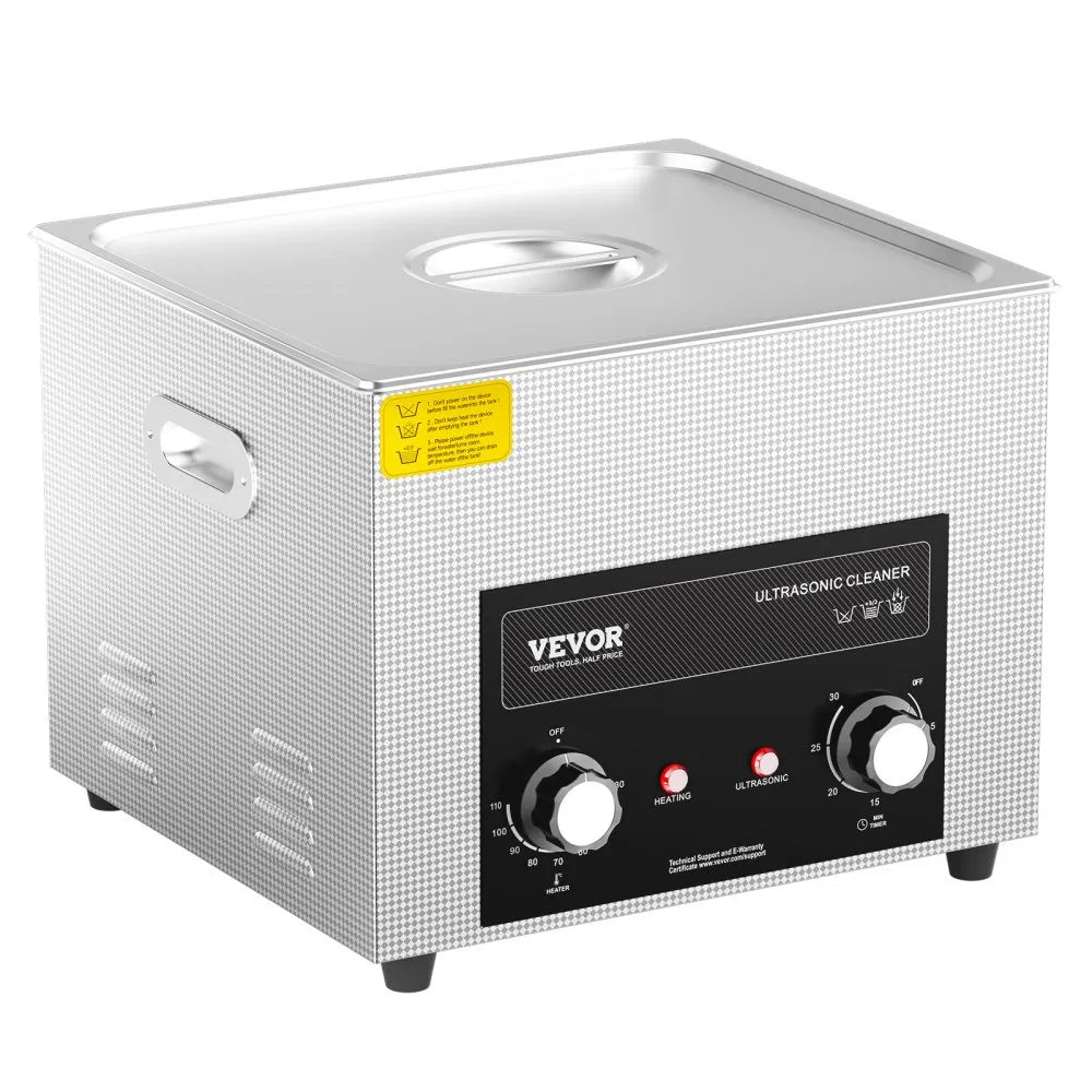 VEVOR 15L Ultrasonic Cleaner with Heater Timer & Basket, Professional Digital Sonic Cavitation Machine, 360W Cleaning Machine for Lab Tools, Metal Parts, Carburetor, Brass, Auto Parts, Engine Parts