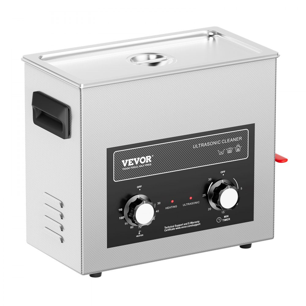 VEVOR 6L Ultrasonic Cleaner with Heater Timer & Basket, Professional Digital Sonic Cavitation Machine, 180W Cleaning Machine for Watch Instruments, Glasses, Coin, Metal Parts, Tool