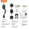 VEVOR Front Door Handle and Deadbolt Set, Front Door Lock Set with Interior Knob, Adjustable Hole Spacing Single Cylinder Handleset, for Right and Left Handed Entrance, Brushed Oil Rubbed Bronze