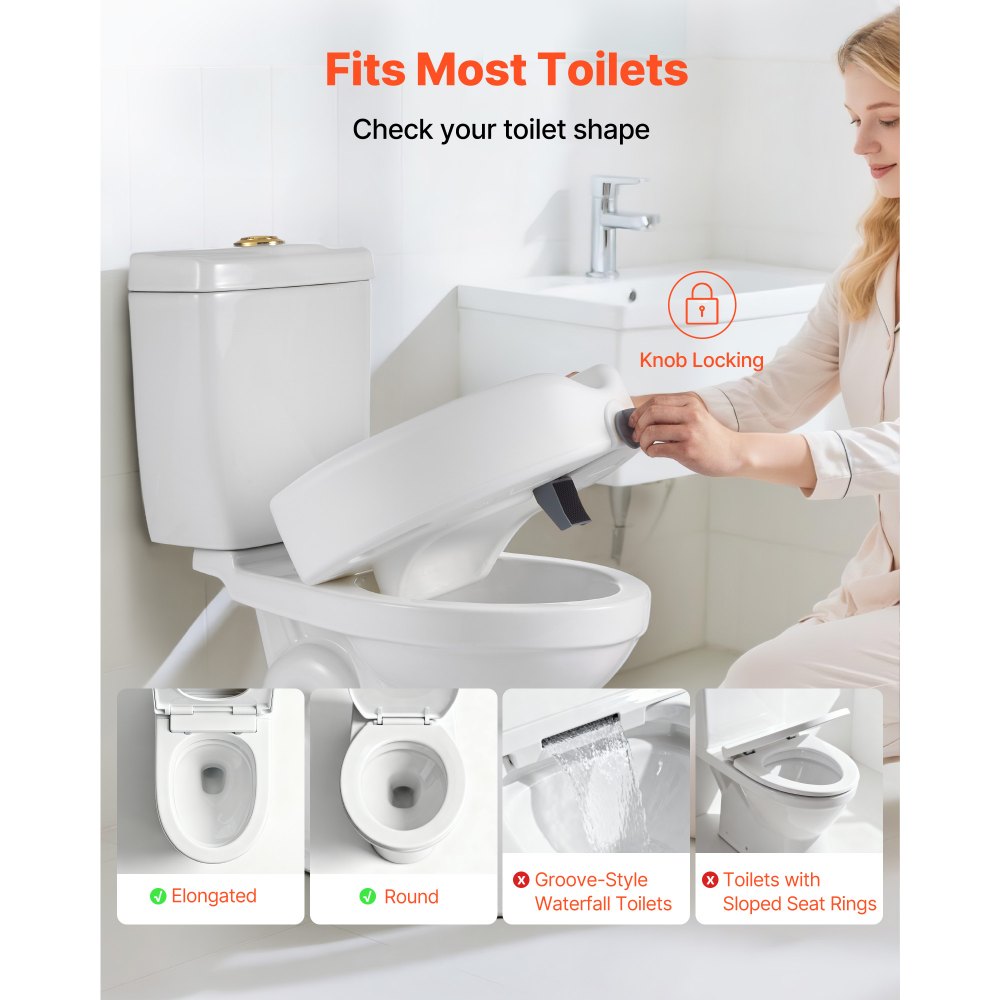VEVOR Raised Toilet Seat, 350 lbs Capacity, 5-Inch Lift Height, Commode Elevated Toilet Seat Riser with Enlarged Opening for Seniors, Elderly, Handicap, Disabled, Adults, Fits Elongated & Round Bowl