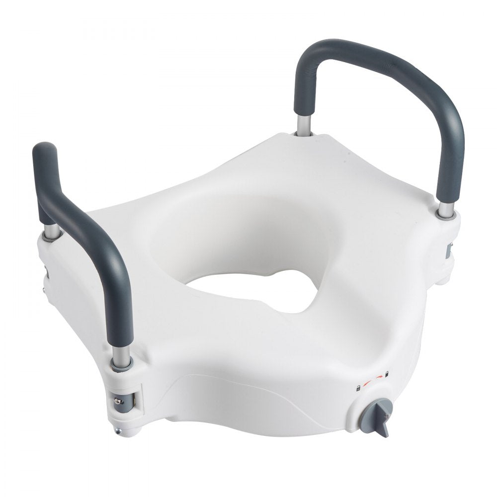 VEVOR Raised Toilet Seat with Arms, 300 lbs Load Capacity, 5-Inch Lift Height, Widened Commode Elevated Toilet Seat Riser with Padded Handles for Seniors, Elderly, Handicap, Disabled, and Adults Use