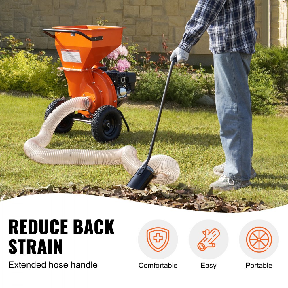 VEVOR Wood Chipper Shredder Mulcher Leaf Vacuum Kit, 4.3 Inch x 13.1 ft Heavy Duty Universal Woodchipper Accessory, 4 inch Diameter for Large Volume Feeding,Fit Mainstream Brand (Chipper NOT Included)