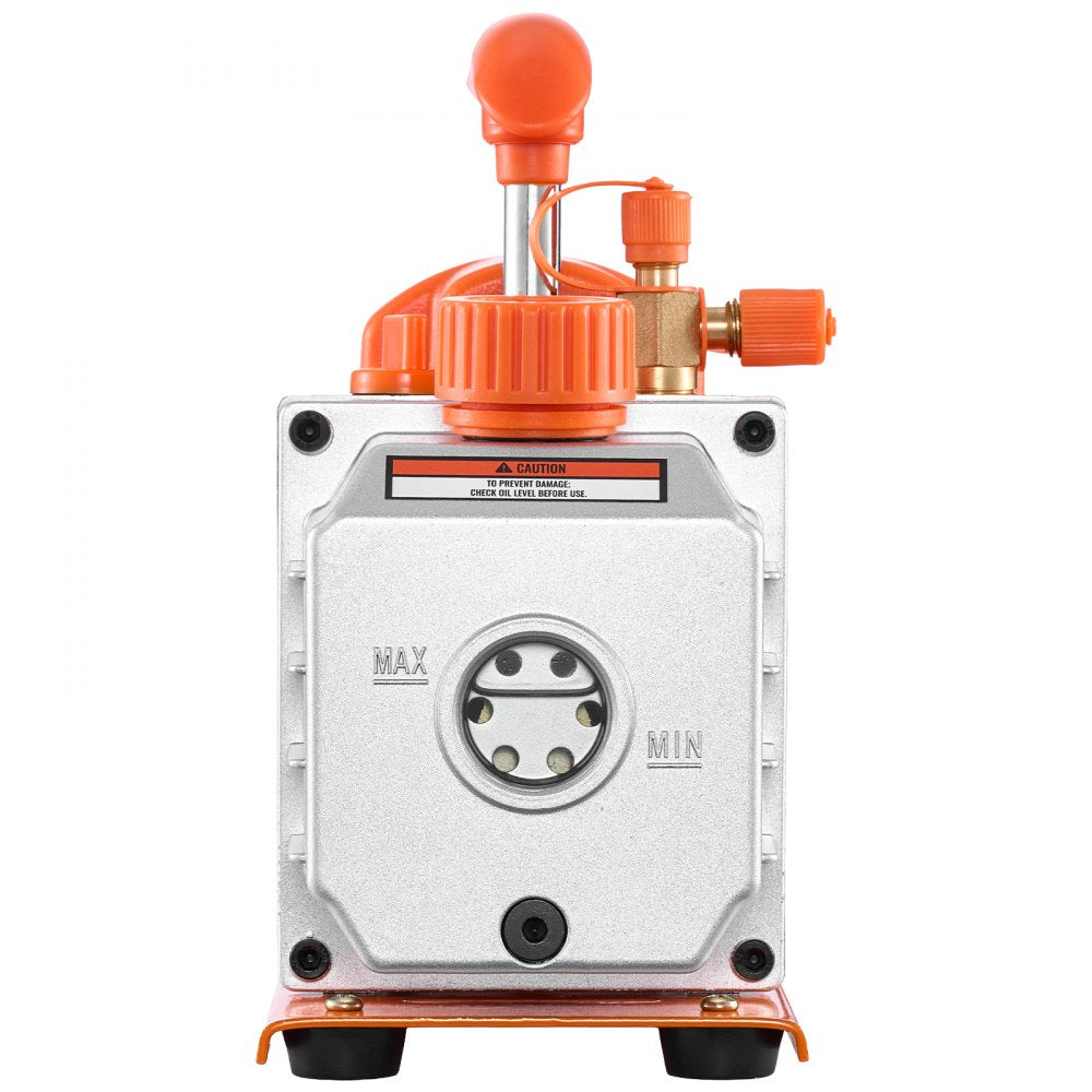 VEVOR Vacuum Pump, 3.5 CFM 1/4 HP, HVAC Single Stage Rotary Vane AC Vacuum Pump, for R134a R22 R410a Systems, 4 Pole Motor, for Automotive Air Conditioner Maintenance Resin Degassing, Oil Included