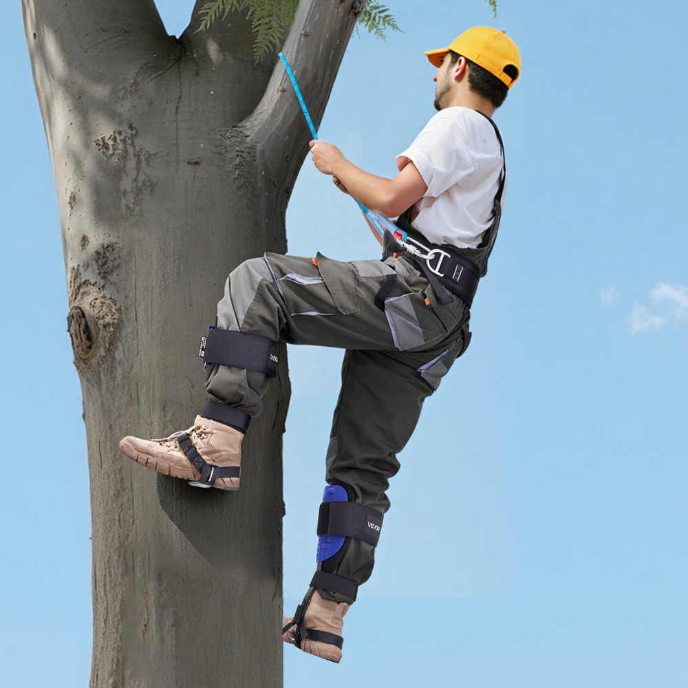 VEVOR Tree Climbing Spikes Set, Height-Adjustable Tree Climbing Gear with Straps & Waist Harness, 350 lbs Load Capacity, Heavy Duty Steel Climb Spurs Arborist Equipment for Fruit Picking Hunting