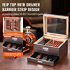 VEVOR Cigar Humidor, Glass Top Cigar Humidor Box, Handmade Spanish Cedar Wood Cigar Desktop Box, Cigar Storage Case with Humidifier, Hygrometer, Divider and Accessory Drawer, 30-50 Cigars