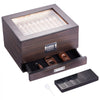VEVOR Cigar Humidor, Glass Top Cigar Humidor Box, Handmade Spanish Cedar Wood Cigar Desktop Box, Cigar Storage Case with Humidifier, Hygrometer, Divider and Accessory Drawer, 30-50 Cigars