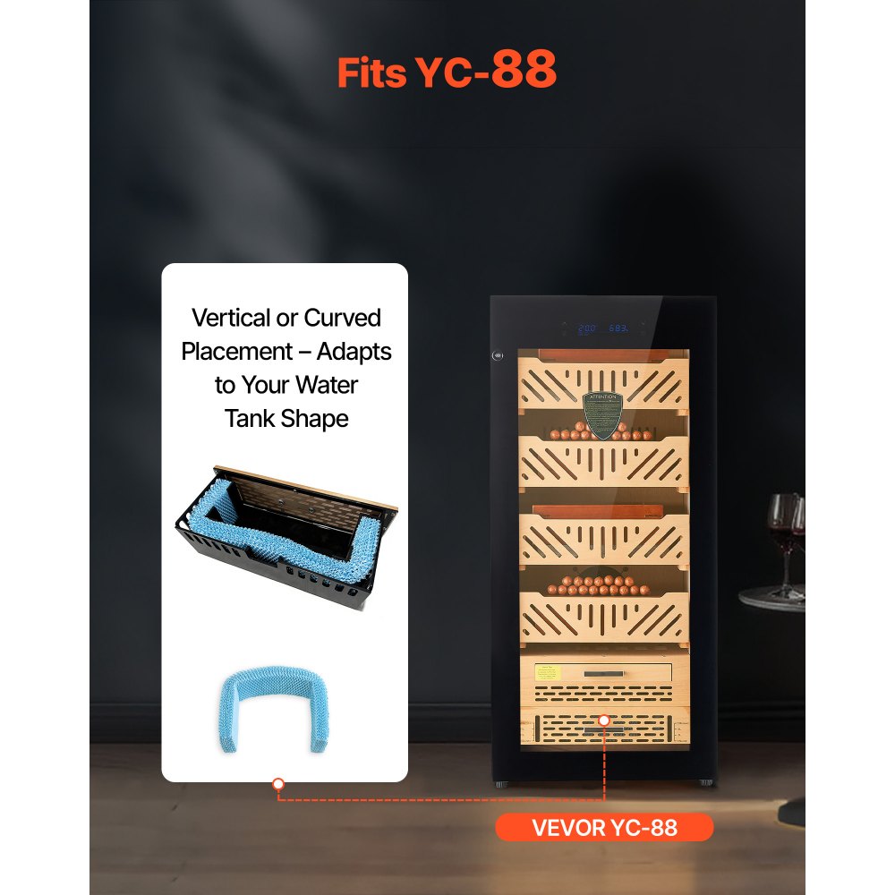 VEVOR Humidifier Replacement Filter, Single Pack Humidifying Pad Compatible with YC-88 Cigar Humidor Water Tank, 3D Multi-Layer Honeycomb Mesh, Cigar Flavor Preservation, Cut-to-Fit for Your Humidor
