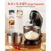 VEVOR Stand Mixer, 5.3QT + 4.4QT Two Stainless Steel Bowls, 10+P Speeds Tilt-head Food Mixer, Kitchen Mixer with Dough Hook, Wire Whip, Beater, Scraper, Household Stand Mixer for Baking Mixing, Black