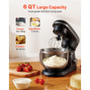 VEVOR Stand Mixer, 6 QT Dough Mixer, 660W 6 + P Speeds Tilt-head Food Mixer with Stainless Steel Bowl, Dough Hook, Wire Whip, Flat Beater, Scraper,Household Stand Mixer for Baking & Mixing, Black
