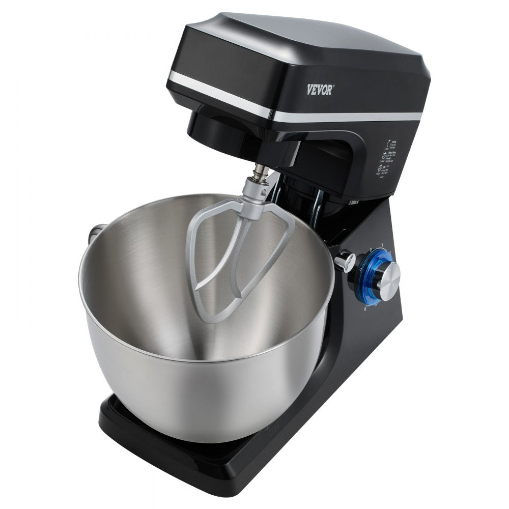 VEVOR Stand Mixer, 8.3QT Dough Mixer, 660W 6+P Speeds Tilt-head Food Mixer with Stainless Steel Bowl, Dough Hook, Wire Whip, Flat Beater, Scraper, Household Stand Mixer for Baking & Mixing, Black