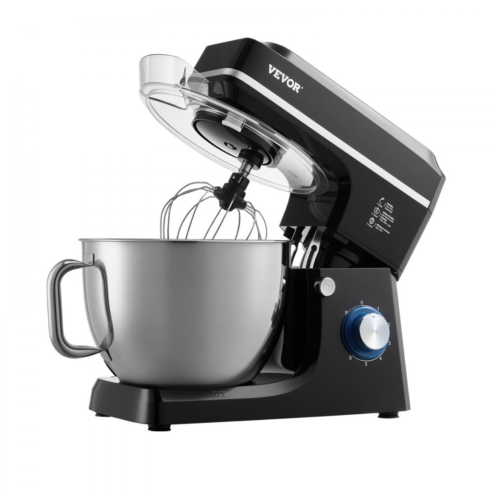 VEVOR Stand Mixer, 8.3QT Dough Mixer, 660W 6+P Speeds Tilt-head Food Mixer with Stainless Steel Bowl, Dough Hook, Wire Whip, Flat Beater, Scraper, Household Stand Mixer for Baking & Mixing, Black