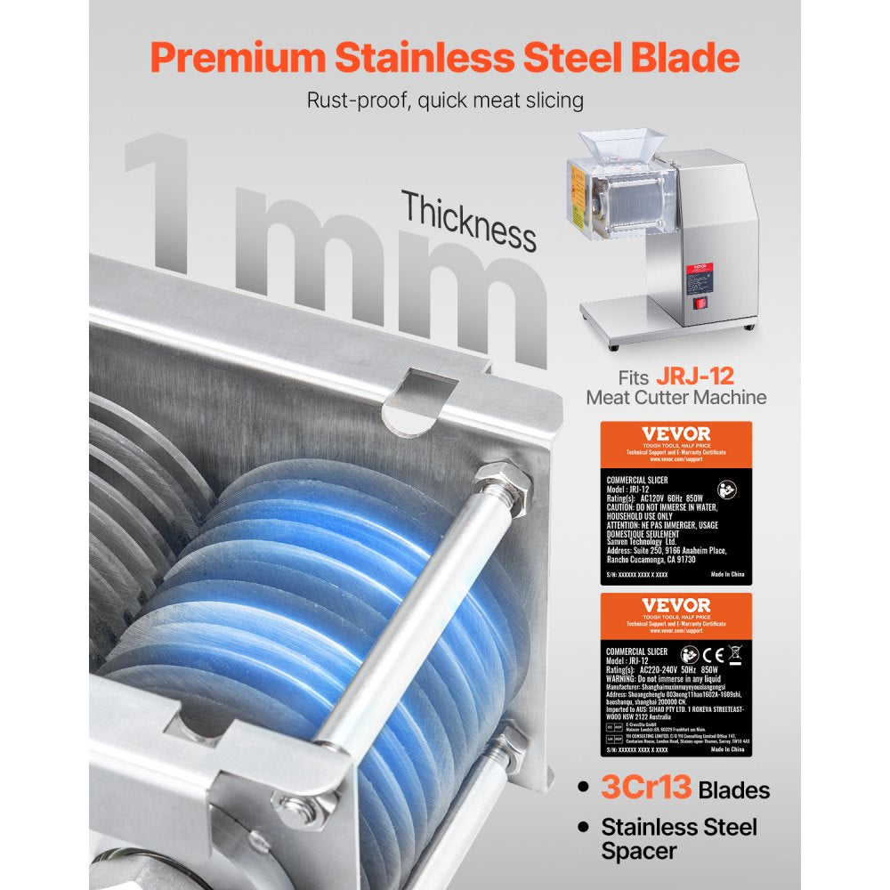 VEVOR Meat Cutter Machine Blade, 7 mm Blade for Commercial Meat Cutter, One Set Blade for SJY-DQ90 Meat Cutting Machine, Stainless Steel, Cutter Slicer Blade Set for Boneless Meat, Soft Vegetables