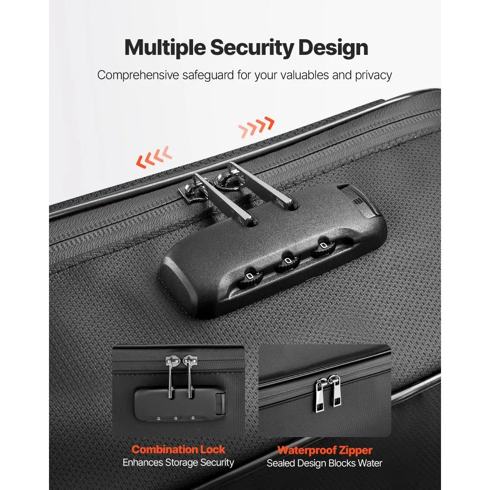 VEVOR Fireproof Document Box, 1832 ℉ Heat Insulated Fireproof & Waterproof Box with Lock, Portable Multi-Layer Home Office Travel File Storage Organizer, for Passports, Important Documents, Files