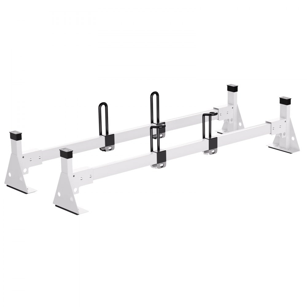 VEVOR Trailer Ladder Rack, 54" 2 Crossbars Ladder Roof Rack, Heavy-duty Steel Van Roof Ladder Rack, 600 lbs Capacity Van Ladder Rack with Straps, Fit for Ford Transit 150, 250, 350, 2015-2022