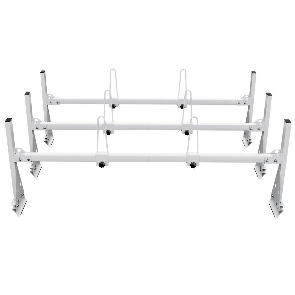 VEVOR Trailer Ladder Rack, 59" Adjustable Roof Rack, 3 Crossbars Van Roof Ladder Rack with Straps, 800 lbs Capacity Steel, Fit for Chevrolet Express 1500 2500 3500/ Ford E150 E250 E350/ GMC Savana