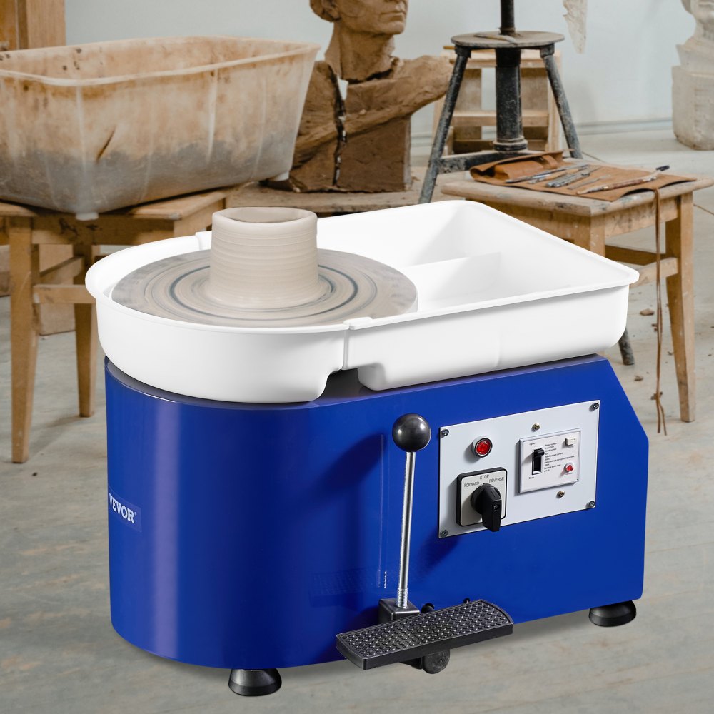 VEVOR Pottery Wheel for Adults and Beginners, 350W, 11in Clay Wheel Forming Machine, Adjustable 0-300RPM Speed Handle and Pedal Control, ABS Detachable Basin, Accessory Kit for Craft DIY, Blue Updated