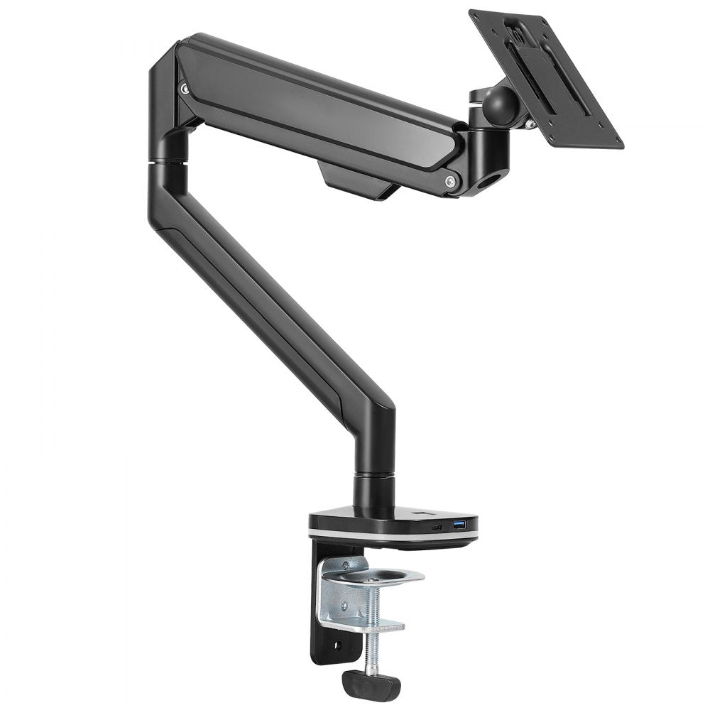 VEVOR Single Monitor Mount with USB, Supports 13"-35" Screen, Adjustable Gas Spring Monitor Arm, Holds up to 26.4 lbs, Monitor Arm Desk Mount with C-Clamp/Grommet Mounting Base, VESA Mount 75/100mm
