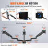 VEVOR Triple Monitor Mount, Supports 13"-27" Screens, Fully Adjustable Gas Spring Monitor Arm, Holds up to 20 lbs per Arm, Triple Monitor Stand with C-Clamp/Grommet Mounting Base, VESA Mount 75/100 mm