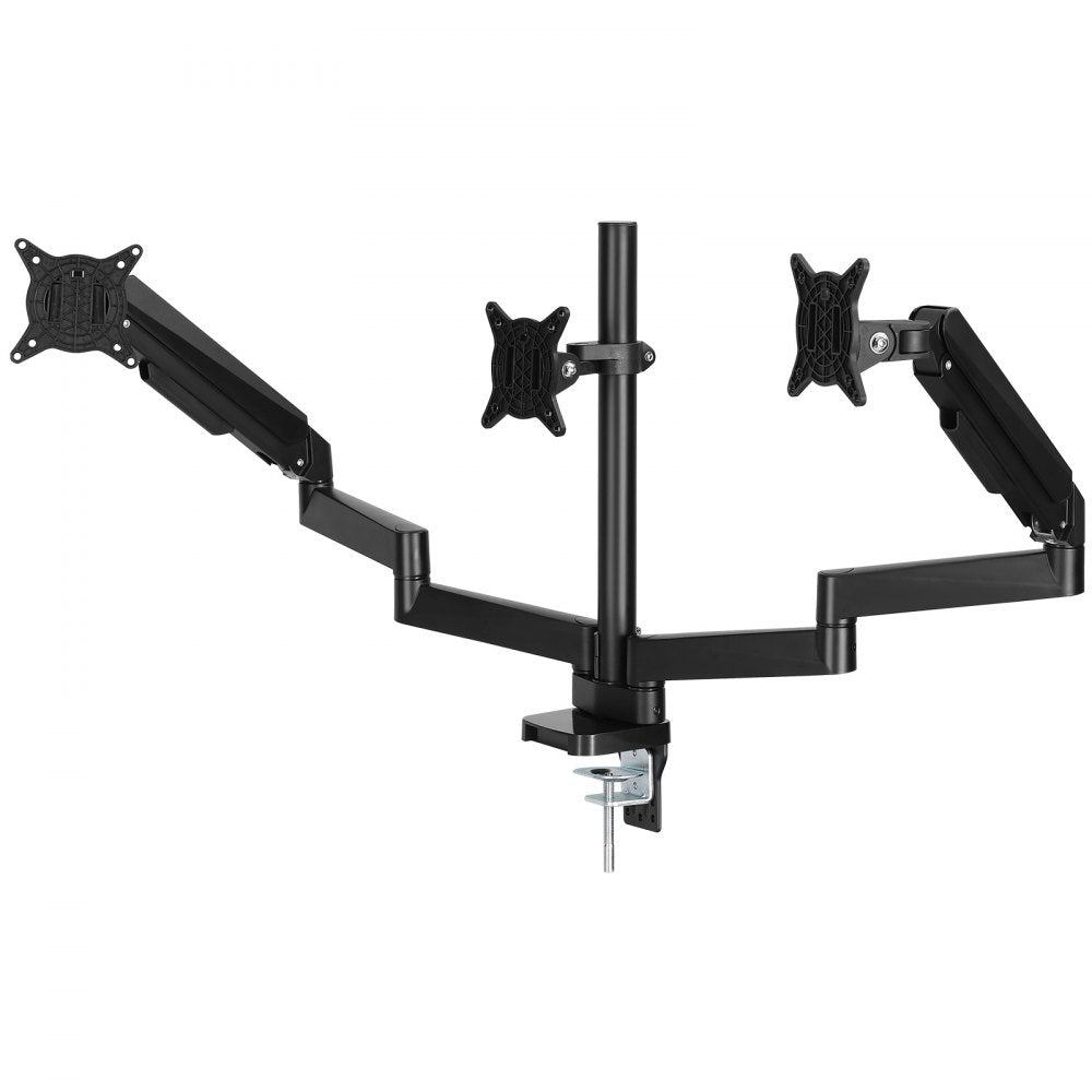 VEVOR Triple Monitor Mount, Supports 13"-27" Screens, Fully Adjustable Gas Spring Monitor Arm, Holds up to 20 lbs per Arm, Triple Monitor Stand with C-Clamp/Grommet Mounting Base, VESA Mount 75/100 mm