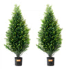 VEVOR Artificial Cedar Topiary Tree, 36 inch Tall (2 Pieces), with Extra Leaves & Pot Faux Evergreen Fake Pine Cypress Trees Plant, UV Rated Artificial Greenery Set for Home Decor Indoor/Outdoor