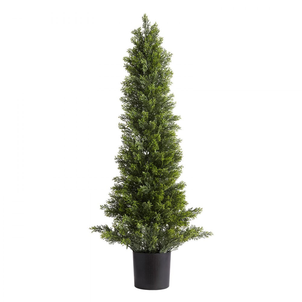 VEVOR Artificial Topiary Cedar Trees, 36 inch 2 Set Faux Pine Shrubs Plants, Fake Silk Tree Look Real, Easy Assembly for Decor Front Porch Outdoor Patio Garden Balcony Backyard Indoor Office