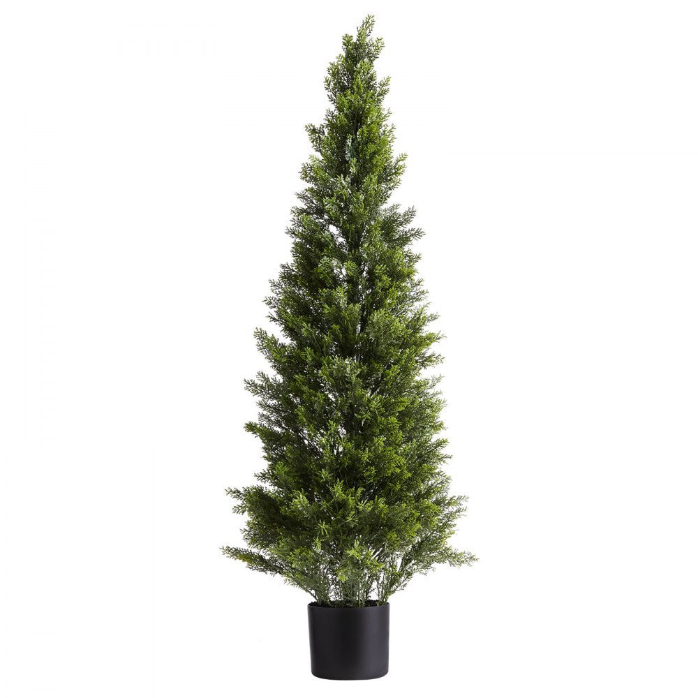 VEVOR Artificial Topiary Cedar Trees, 48 inch 2 Set Faux Pine Shrubs Plants, Fake Silk Tree Look Real, Easy Assembly for Decor Front Porch Outdoor Patio Garden Balcony Backyard Indoor Office