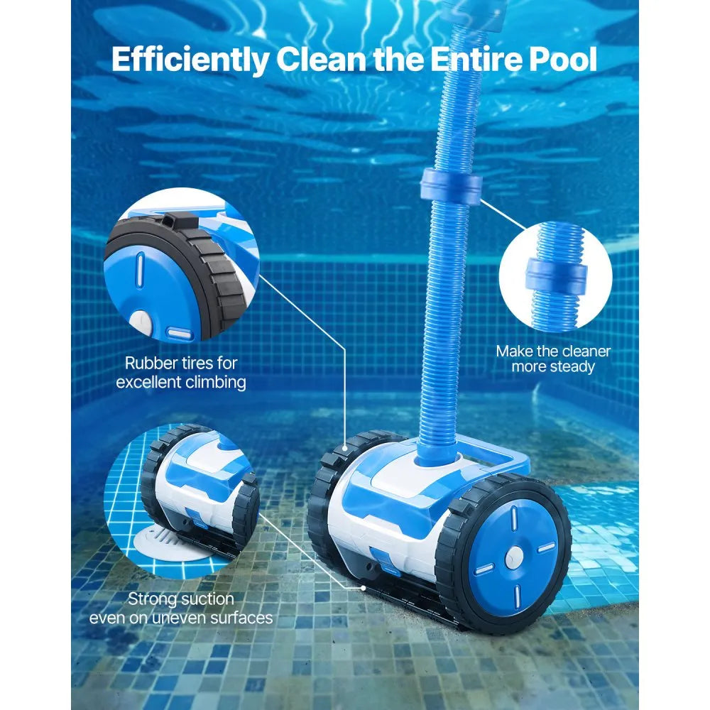 VEVOR Suction Pool Cleaner, Automatic Pool Vacuum Cleaner, Suction Side Automatic Pool Cleaner, Suction Vacuum Pool Sweeper with 2 Wheels, for In-ground Pool and Above-ground Pool Up to 20 x 40 ft