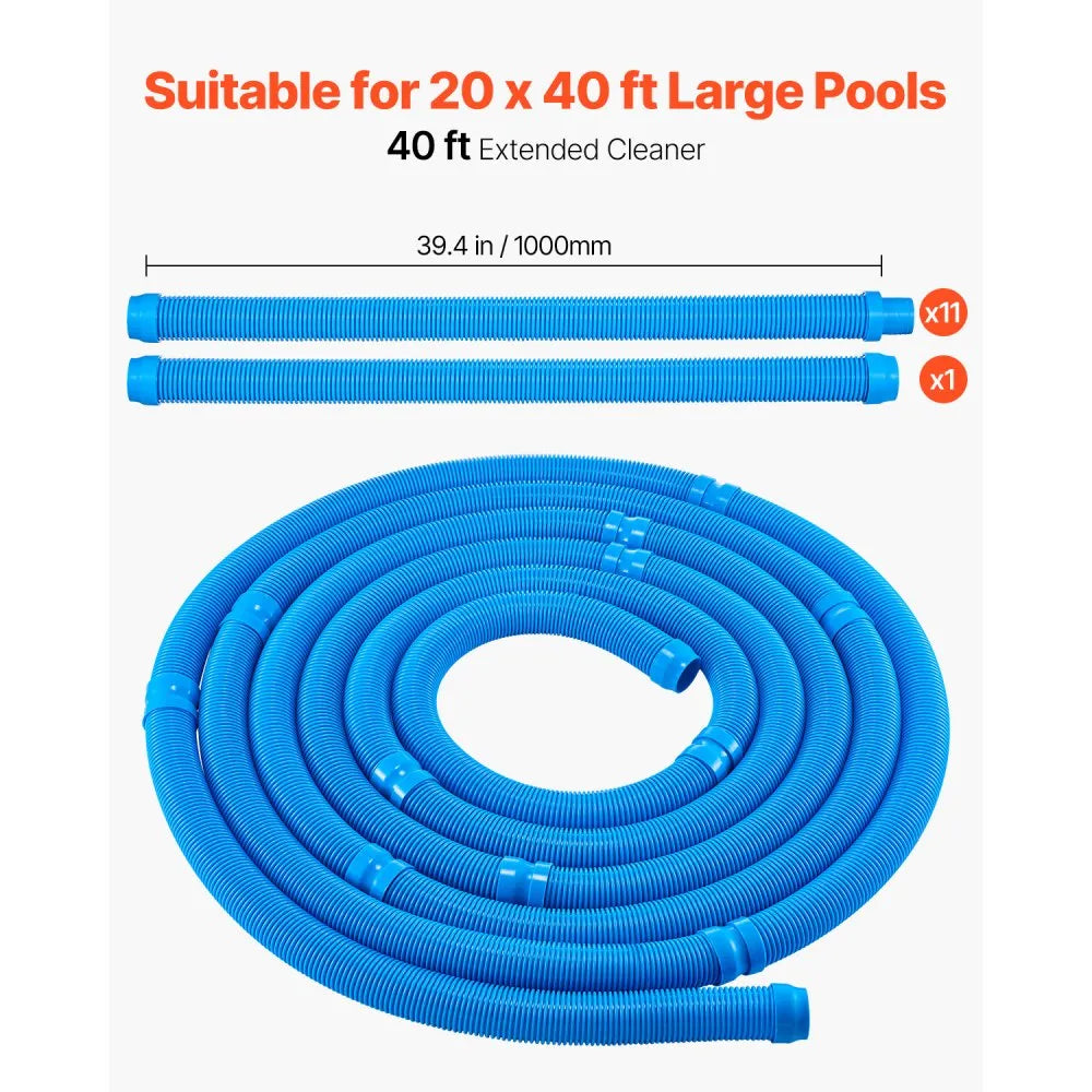 VEVOR Suction Pool Cleaner, Automatic Pool Vacuum Cleaner, Suction Side Automatic Pool Cleaner, Suction Vacuum Pool Sweeper with 2 Wheels, for In-ground Pool and Above-ground Pool Up to 20 x 40 ft
