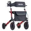 VEVOR Rollator Walker with Seat for Seniors, Ultra Compact 3-Fold Rolling Walker, Lightweight Aluminum Mobility Walking Aid with PU Solid Wheels, Adjustable Handle, Cup & Cane Holder - Supports 300LBS