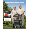VEVOR Rollator Walker with Seat for Seniors, Ultra Compact 3-Fold Rolling Walker, Lightweight Aluminum Mobility Walking Aid with PU Solid Wheels, Adjustable Handle, Cup & Cane Holder - Supports 300LBS