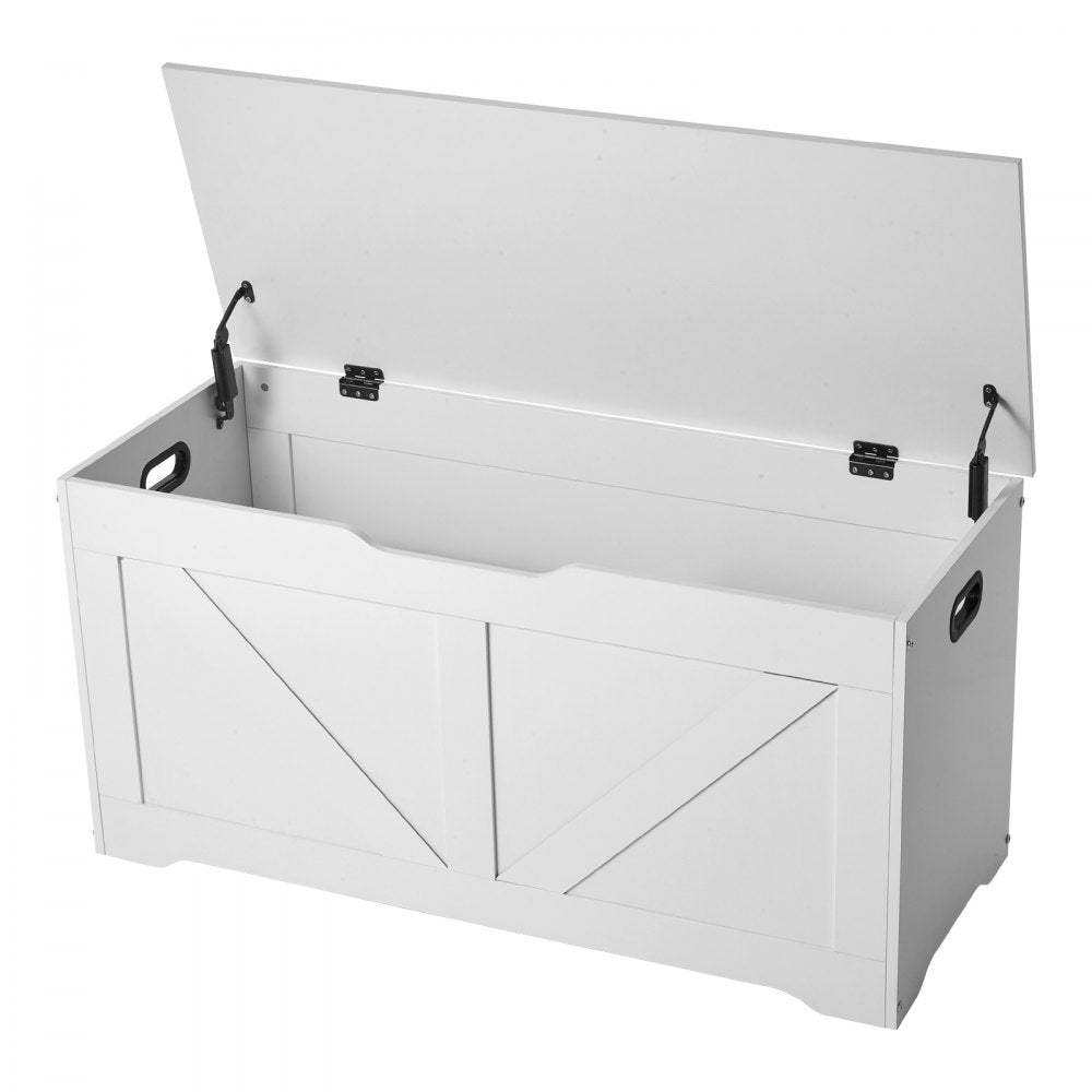 VEVOR Kids Storage Bench, Wooden Toy Box Chest, Large Storage Cabinet with Safety Hinge, Toddlers Storage Bench for Playroom, Living Room or Entryway, Easy Assembly, 38.98 x 15.55 x 18.9 in, White