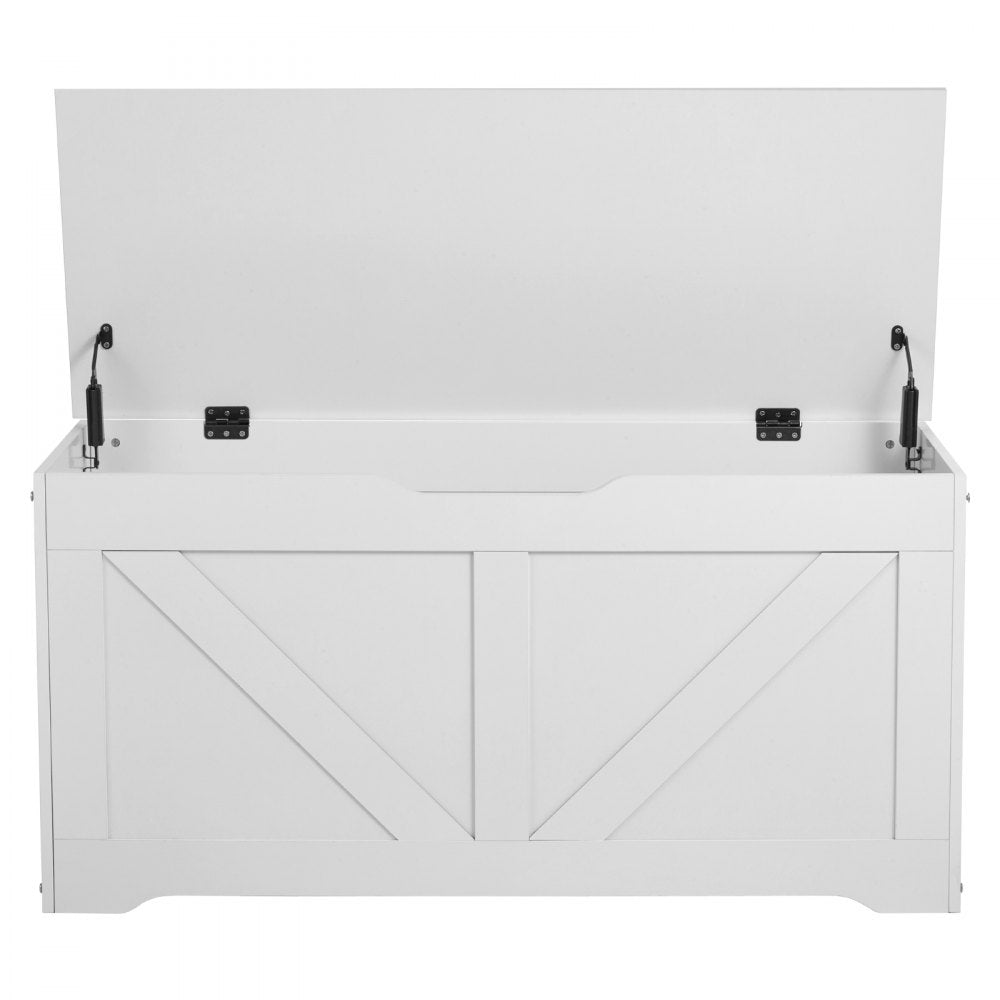VEVOR Kids Storage Bench, Wooden Toy Box Chest, Large Storage Cabinet with Safety Hinge, Toddlers Storage Bench for Playroom, Living Room or Entryway, Easy Assembly, 38.98 x 15.55 x 18.9 in, White