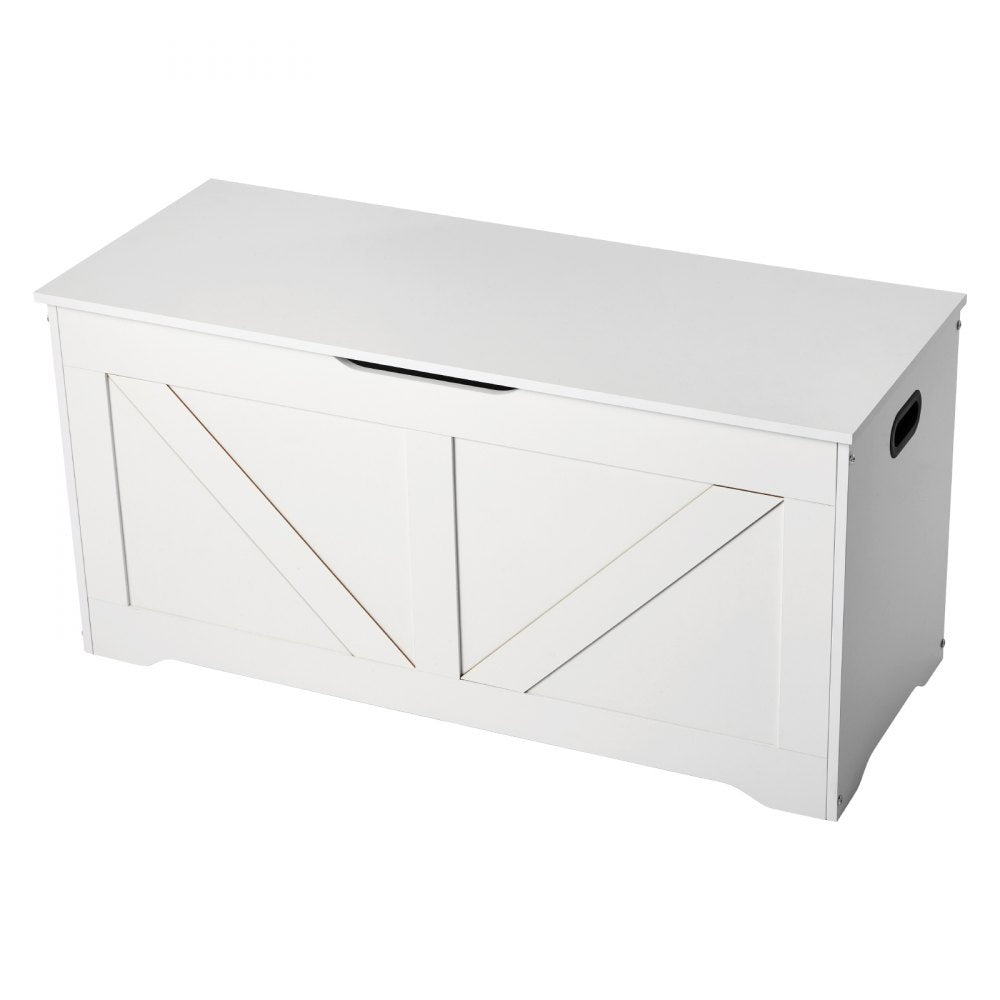 VEVOR Kids Storage Bench, Wooden Toy Box Chest, Large Storage Cabinet with Safety Hinge, Toddlers Storage Bench for Playroom, Living Room or Entryway, Easy Assembly, 38.98 x 15.55 x 18.9 in, White